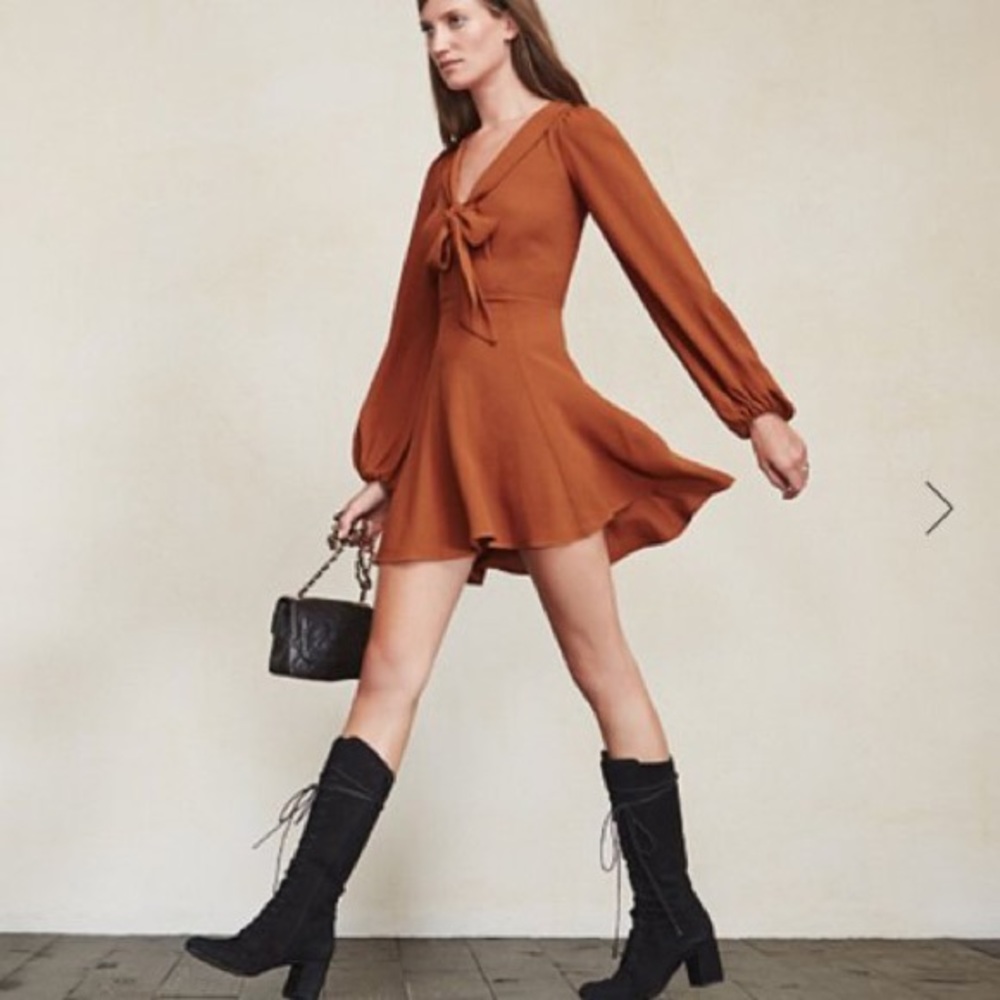 Reformation Rosetta Dress size 4 Cognac